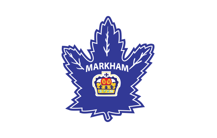 Markham logo featuring a blue maple leaf with a crown and the word "MARKHAM" prominently displayed, symbolizing local pride and community initiatives.
